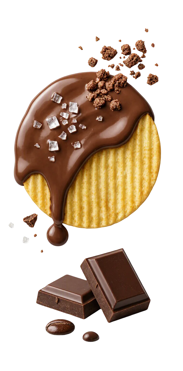 Chocolate-drizzled protein chip